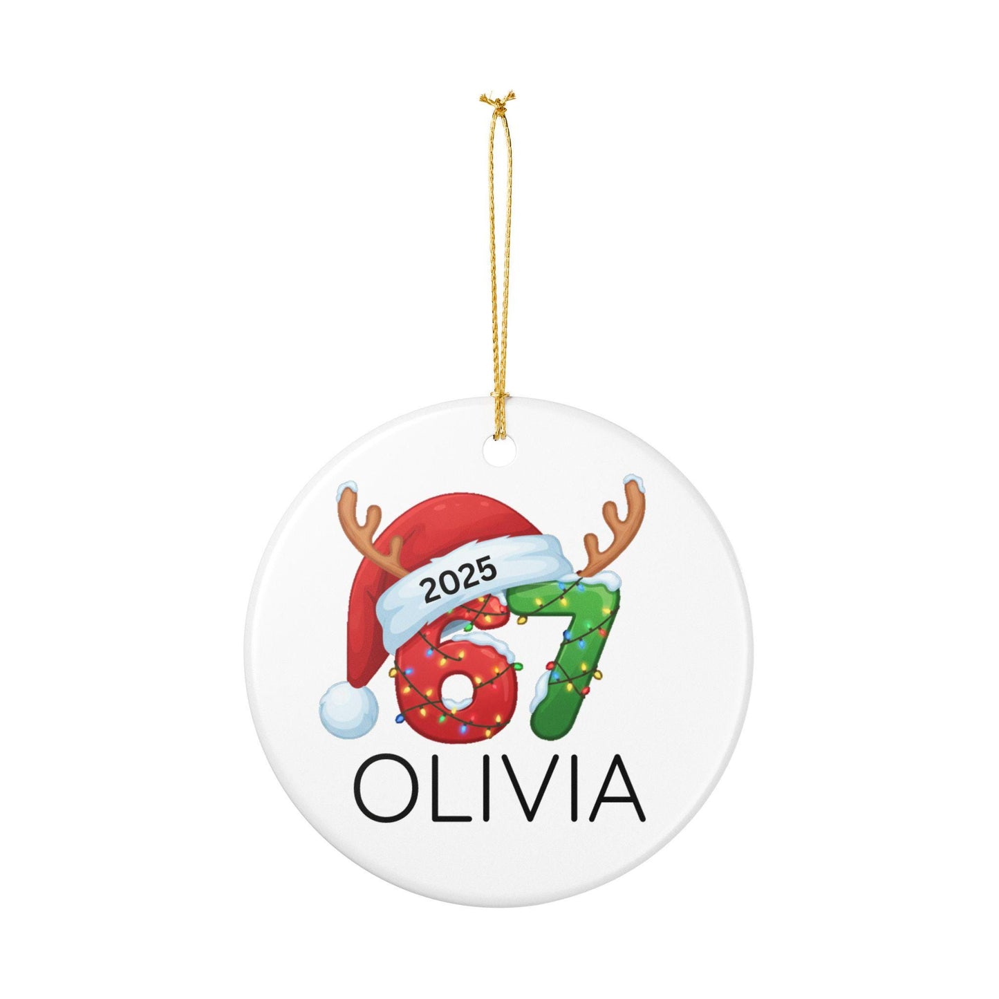 Personalized 67 Ornament, Six Seven Christmas Ornament 2025, Teen Slang Ornament, Gen Alpha Gift, Funny Teenager Christmas Ornament Gift