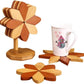 Personalized Wooden Pinwheel Trivet Set, 5 Foldable Wood Trivets + Stand, Heat-Resistant Coasters for Hot Dishes Pots Bowls, Kitchen Gift