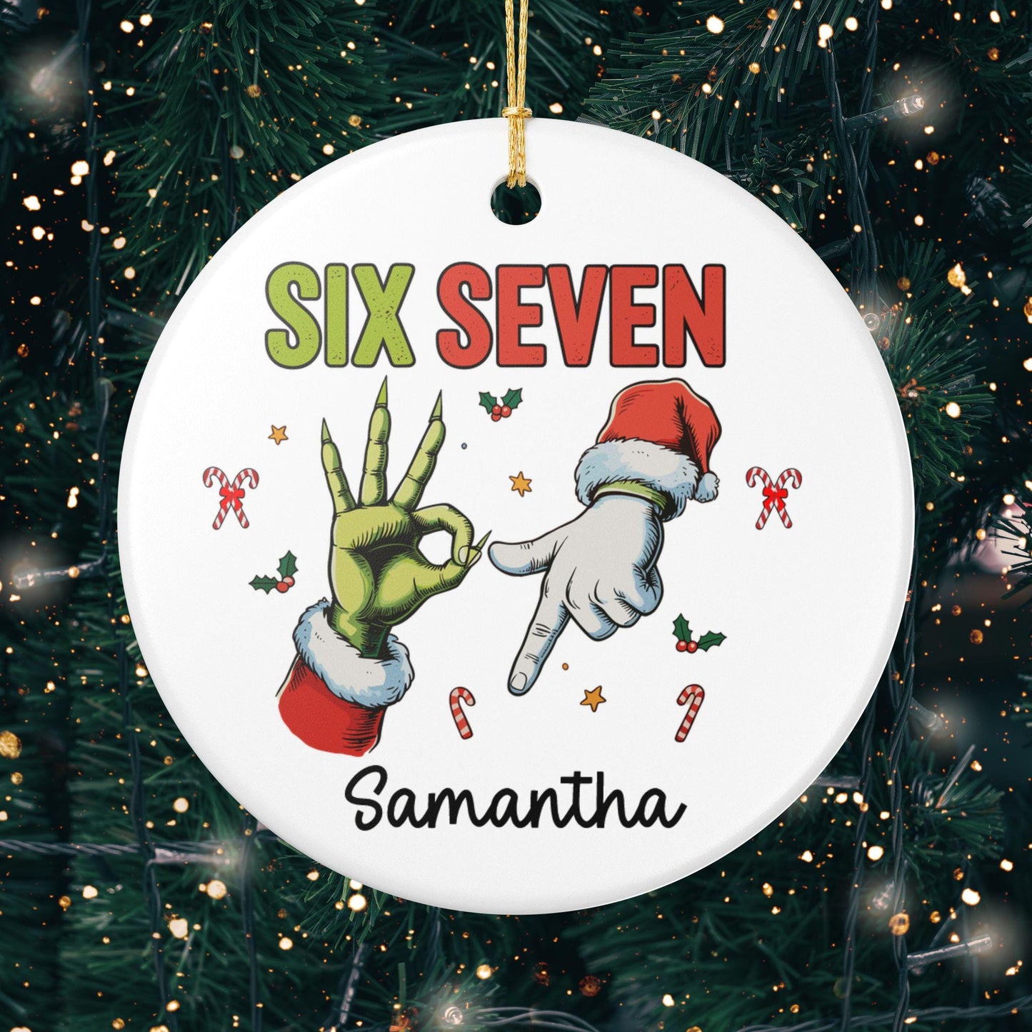 Custom 67 Ornament 2025, Funny Teen Slang Christmas Ornament, Gen Alpha Meme, Six Seven Ornament, Teen Grandkid Gift, 67 Trend Decor