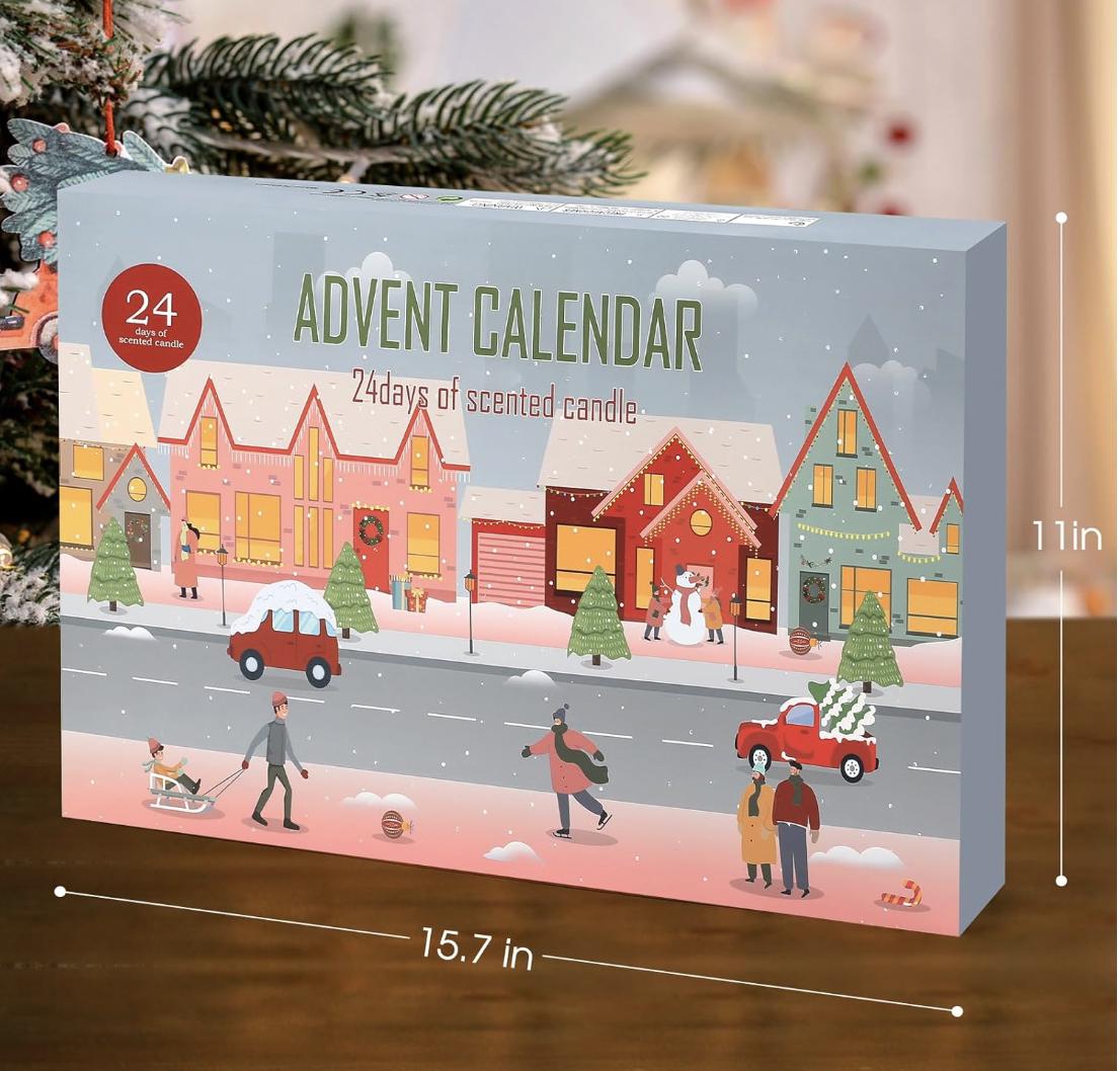 Personalized Advent Calendar Candle Set, 24 Day Countdown to Christmas, Candle with Tray, Holiday Gift for Family, 2025 Christmas Decor