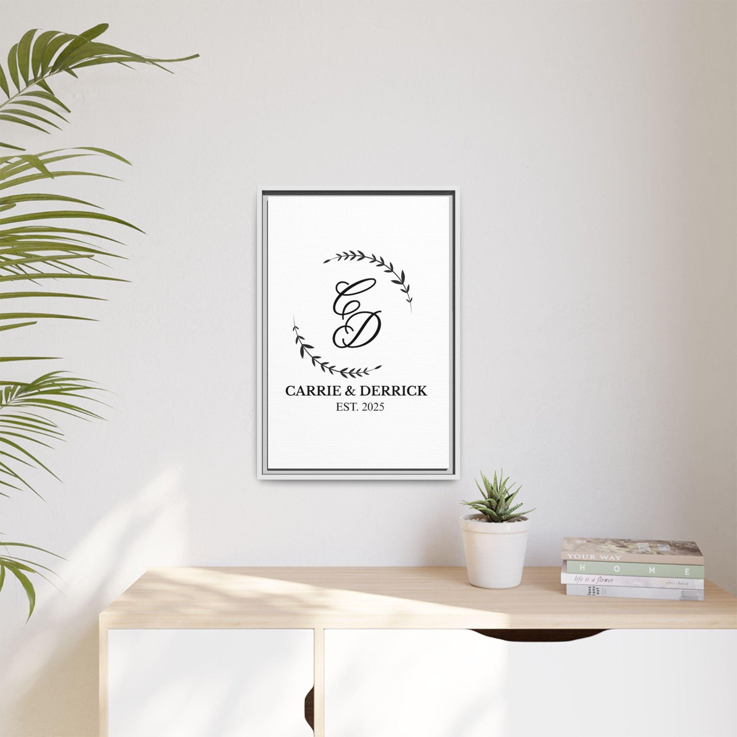 Personalized Monogram Wall Art, Custom Names Initials & Year poster, Framed Canvas Print, Wedding Gift, New Home Decor, Anniversary Keepsake