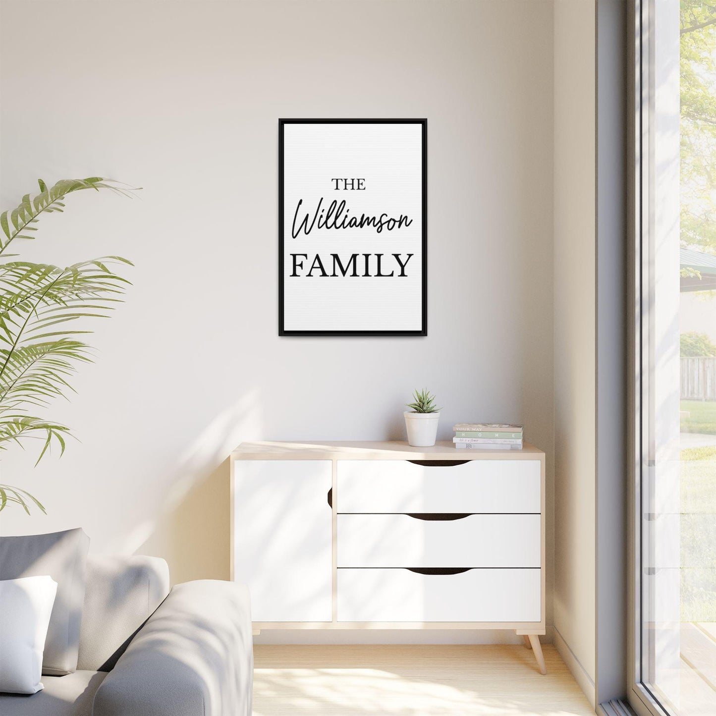 Custom Family Name Framed Canvas, Personalized Last Name Wall Art, Minimal Family Sign, Wedding or Housewarming Gift, New House Decor
