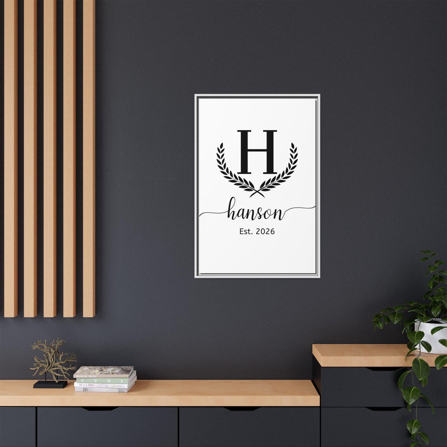 Personalized Family Monogram Wall Art, Personalized Last Name Framed Canvas, Minimal Family Sign, Wedding Housewarming Gift, New Home Decor