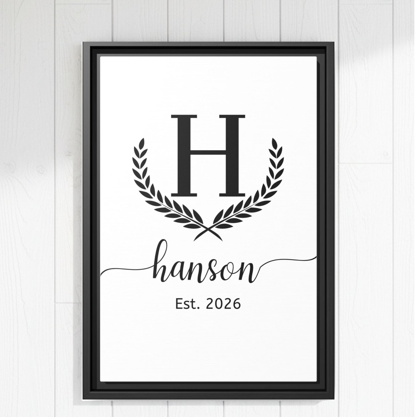 Personalized Family Monogram Wall Art, Personalized Last Name Framed Canvas, Minimal Family Sign, Wedding Housewarming Gift, New Home Decor