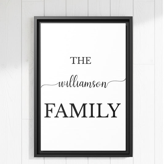 Personalized Family Name Framed Canvas, Custom Last Name Wall Art, Minimal Family Sign, Wedding or Housewarming Gift, New Home Decor