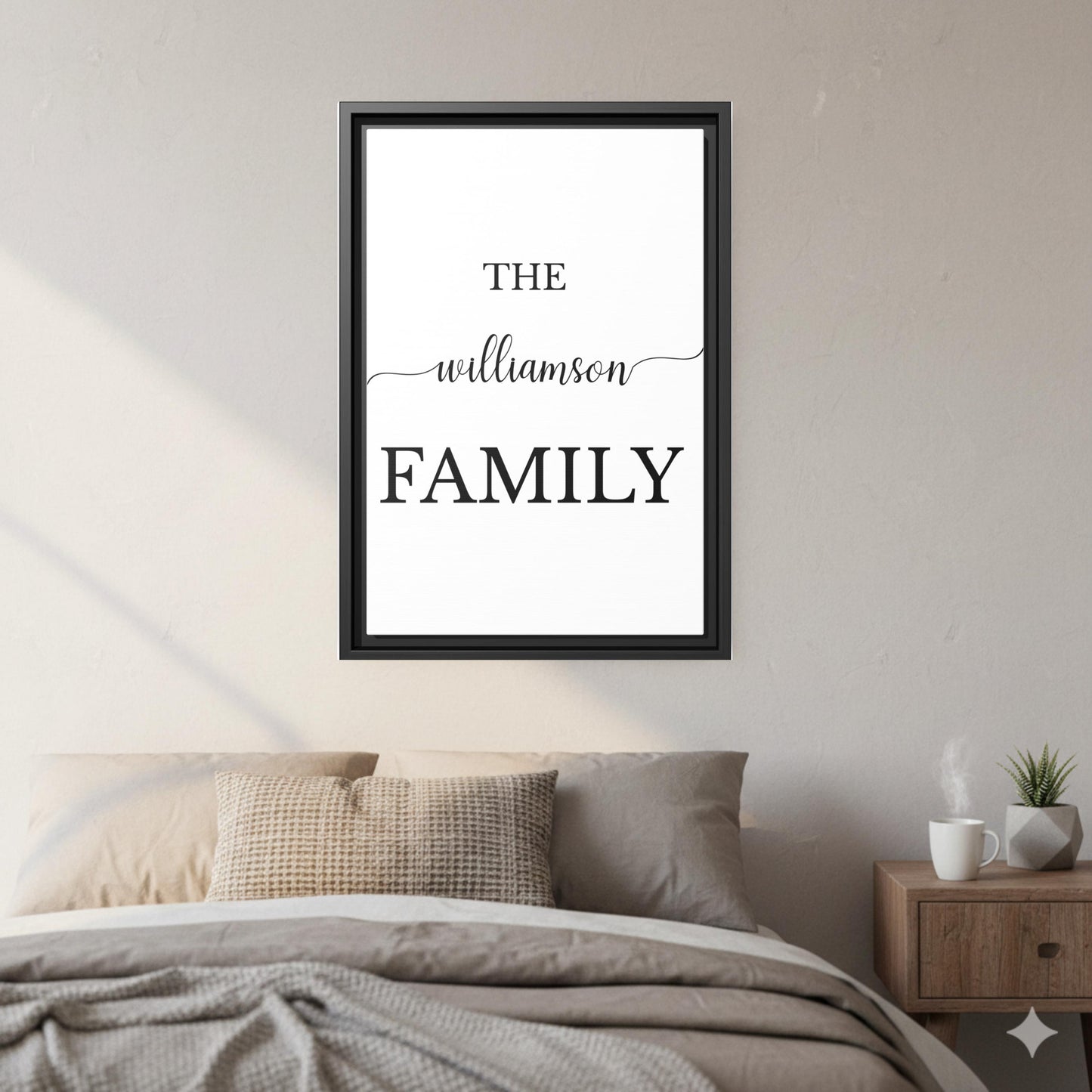 Personalized Family Name Framed Canvas, Custom Last Name Wall Art, Minimal Family Sign, Wedding or Housewarming Gift, New Home Decor