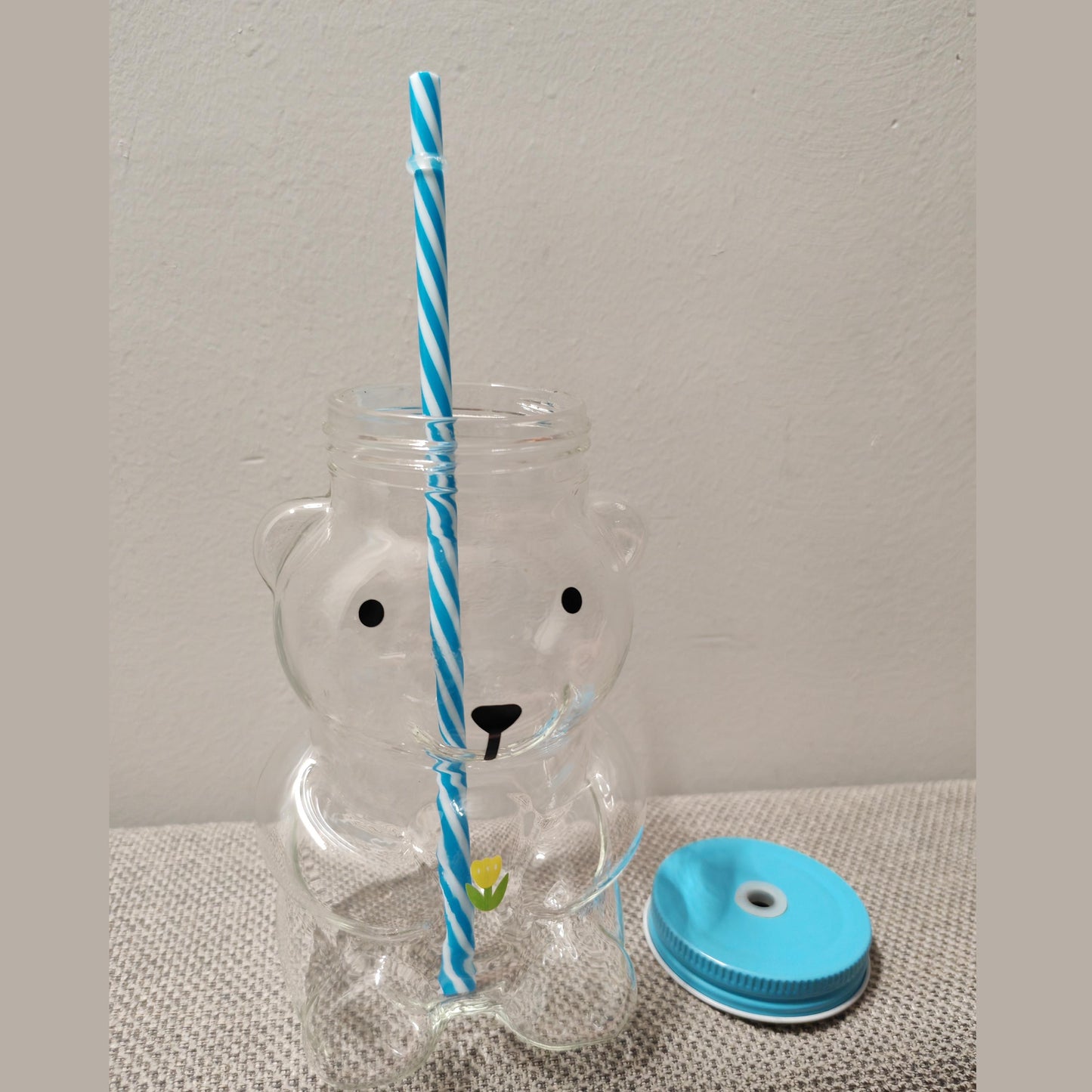 Bear Coffee Cup, Personalized Bear Glass Mug, Engraved Iced Coffee Cup with Straw, Cute Animal Coffee Mug, Custom Coffee Lovers Gift