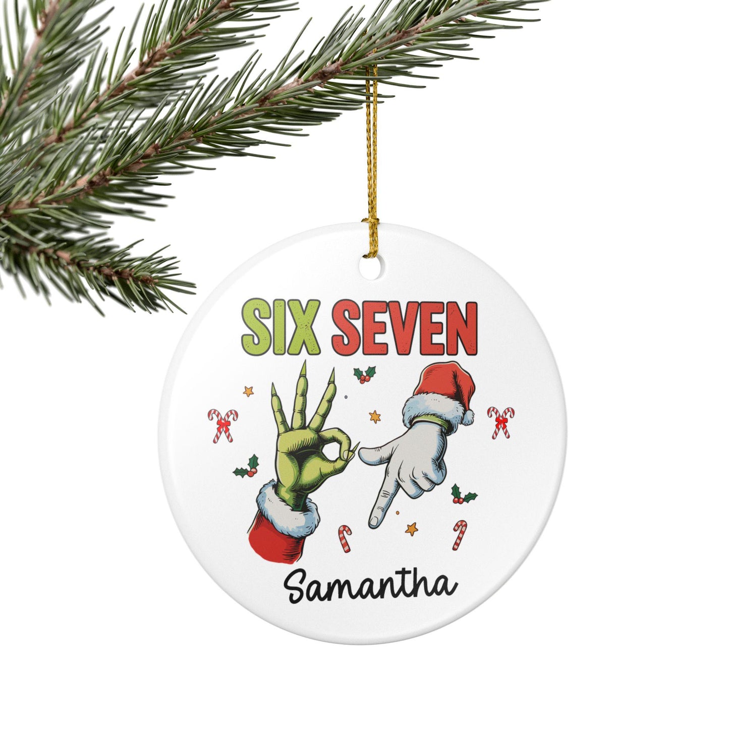 Custom 67 Ornament 2025, Funny Teen Slang Christmas Ornament, Gen Alpha Meme, Six Seven Ornament, Teen Grandkid Gift, 67 Trend Decor