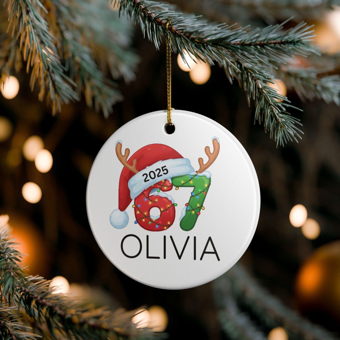 Personalized 67 Ornament, Six Seven Christmas Ornament 2025, Teen Slang Ornament, Gen Alpha Gift, Funny Teenager Christmas Ornament Gift