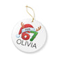 Personalized 67 Ornament, Six Seven Christmas Ornament 2025, Teen Slang Ornament, Gen Alpha Gift, Funny Teenager Christmas Ornament Gift
