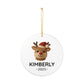 Personalized Reindeer Ceramic Ornament, Faux Yarn Pattern Ornament, Custom Name Christmas Gift, Cute Holiday Decor, 2025 Christmas Ornament