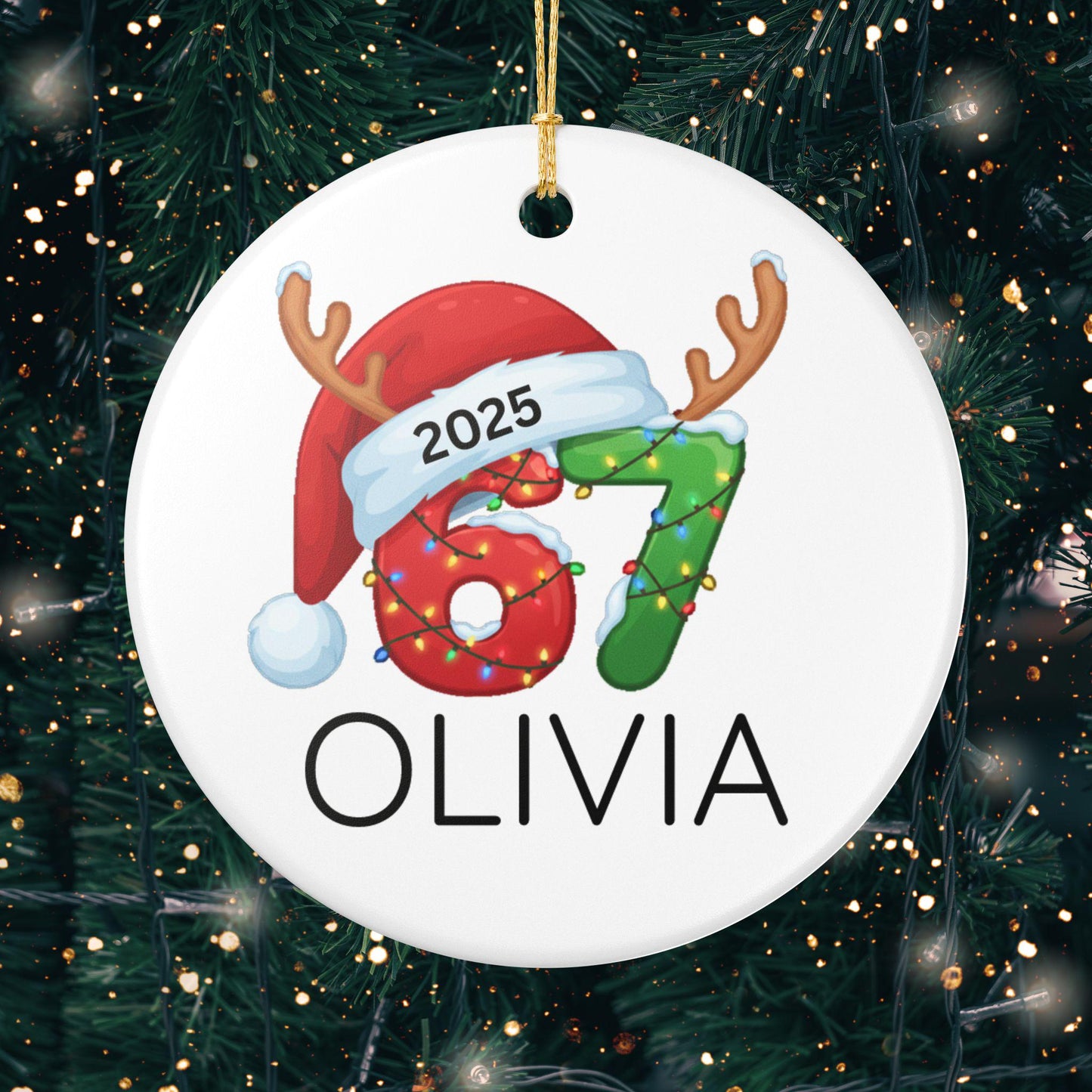 Personalized 67 Ornament, Six Seven Christmas Ornament 2025, Teen Slang Ornament, Gen Alpha Gift, Funny Teenager Christmas Ornament Gift