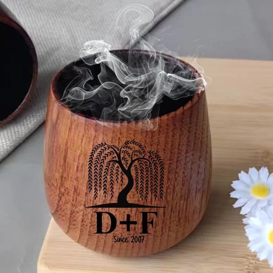 Custom 9 Year Willow Anniversary Gift, Personalized Charred Whiskey Glass for Husband, Wooden Gift for Him, Wood Bourbon Glass Gift Husband