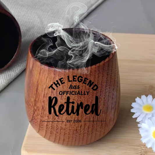 The Legend Has Retired Charred Wooden Whiskey Glass, Custom Retirement Gifts for Men, Retired Dad Gift, Boss retirement, Coworker retired
