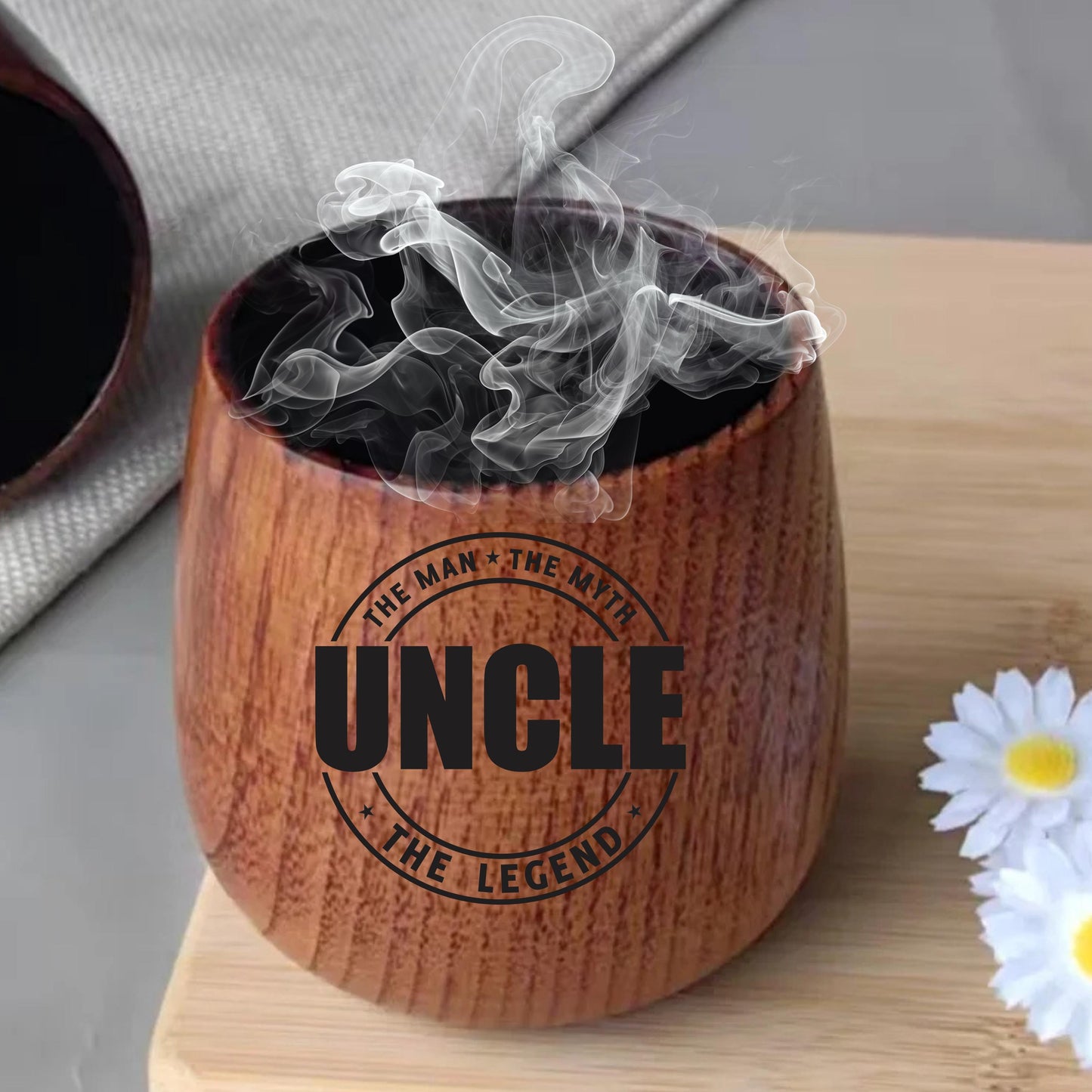World's Best Uncle Gift, Charred Wooden Whiskey Glass, Uncle The Man The Myth The Legend, Promoted to Uncle, New Uncle in town birthday