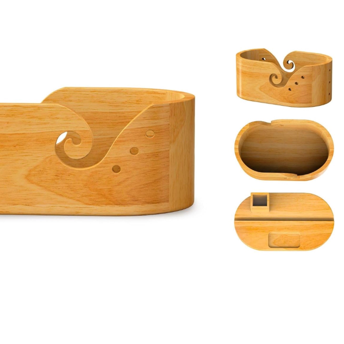 Custom Oval Yarn Bowl with Phone Holder, Wooden Crochet & Knitting Yarn Holder, Gift for Yarn Lovers, Crochet Accessories, Yarn Organizer