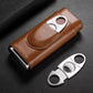 Custom Whiskey Cup & Leather Cigar Case Gift Set,Custom Charred Wooden Bourbon Cup, Cigar Holder with Cutter, Groomsmen Fathers Day Husband