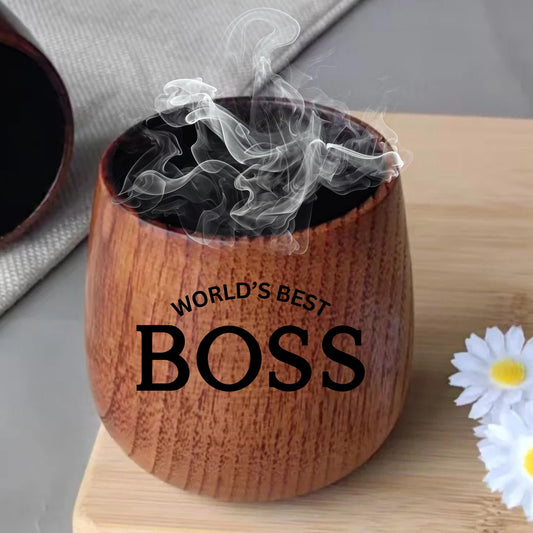 World's Best Boss Gift, Personalized Boss Retirement Gift, Charred Wooden Whiskey Glass, Boss Birthday Gift from Coworker