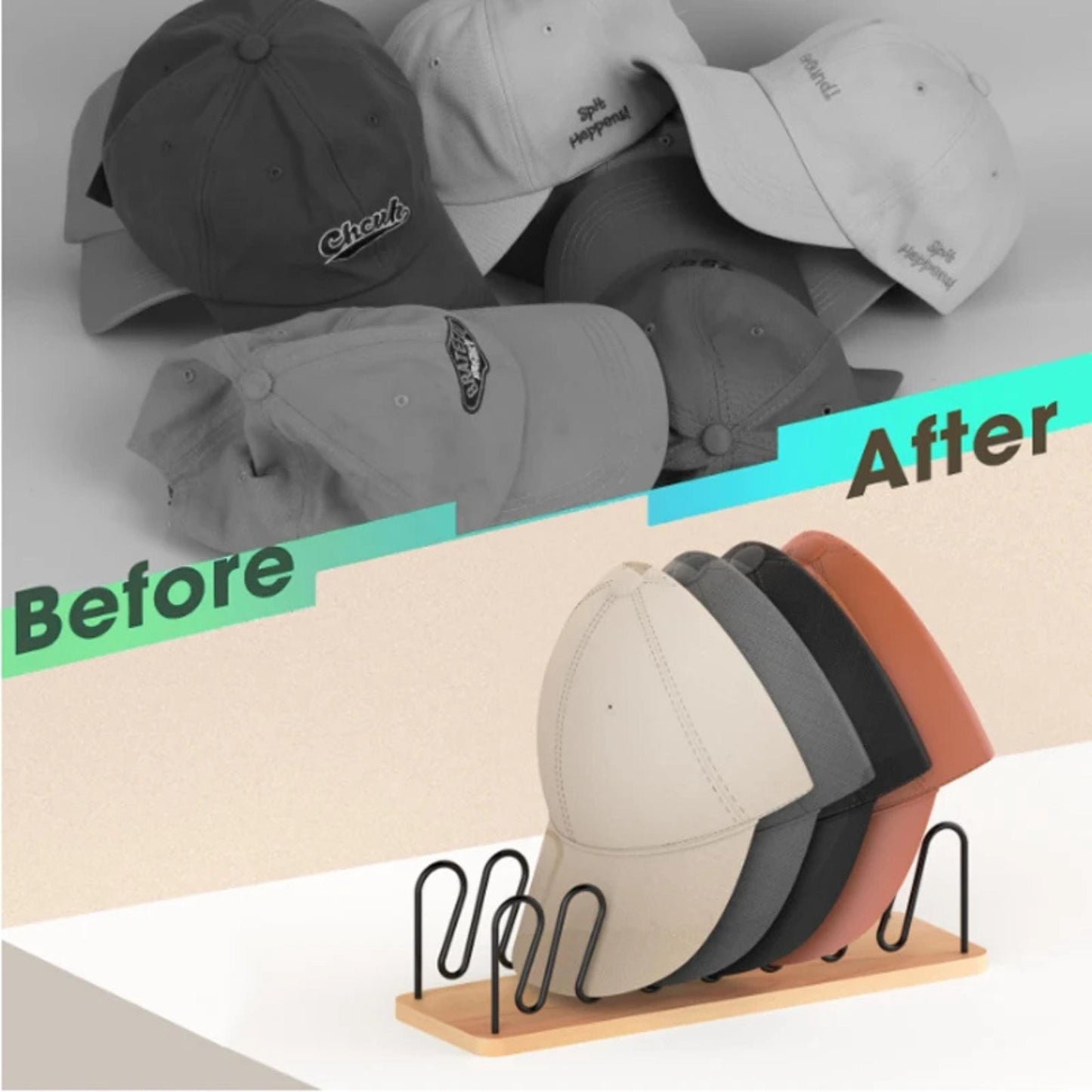 Personalized Hat Organizer Rack for Baseball Caps, Hat Cleaning Brush, Wooden Cap Holder, Cowboy Hat Cleaning Dust & Lint Removal Brush