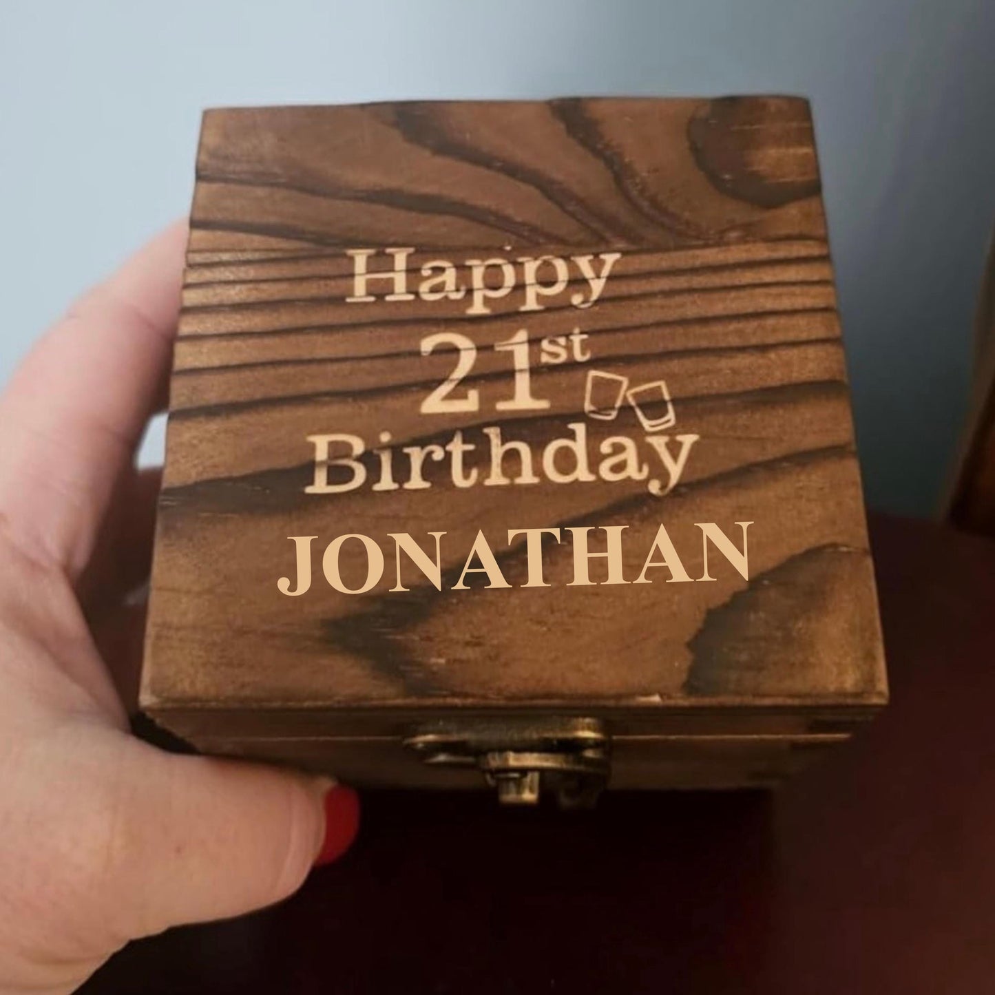 Personalized 21st Birthday Shot Glass Gift, Custom Wooden Box with Shot Glass, Happy 21st Birthday Gift for Him, Son Daughter Best Friend