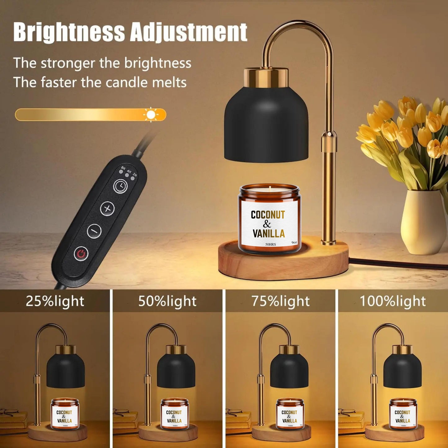 Personalized Dimmable Candle Warmer Lamp with Name, Adjustable Candle Warmer Lamp with Candle & Wick Trimmer set, Housewarming Gift for Her