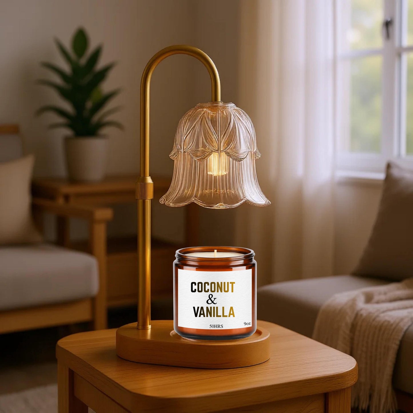 Custom Dimmable Candle Warmer Lamp with Name, Adjustable Candle Warmer Lamp with Candle & Wick Trimmer set, Housewarming Gift for Her
