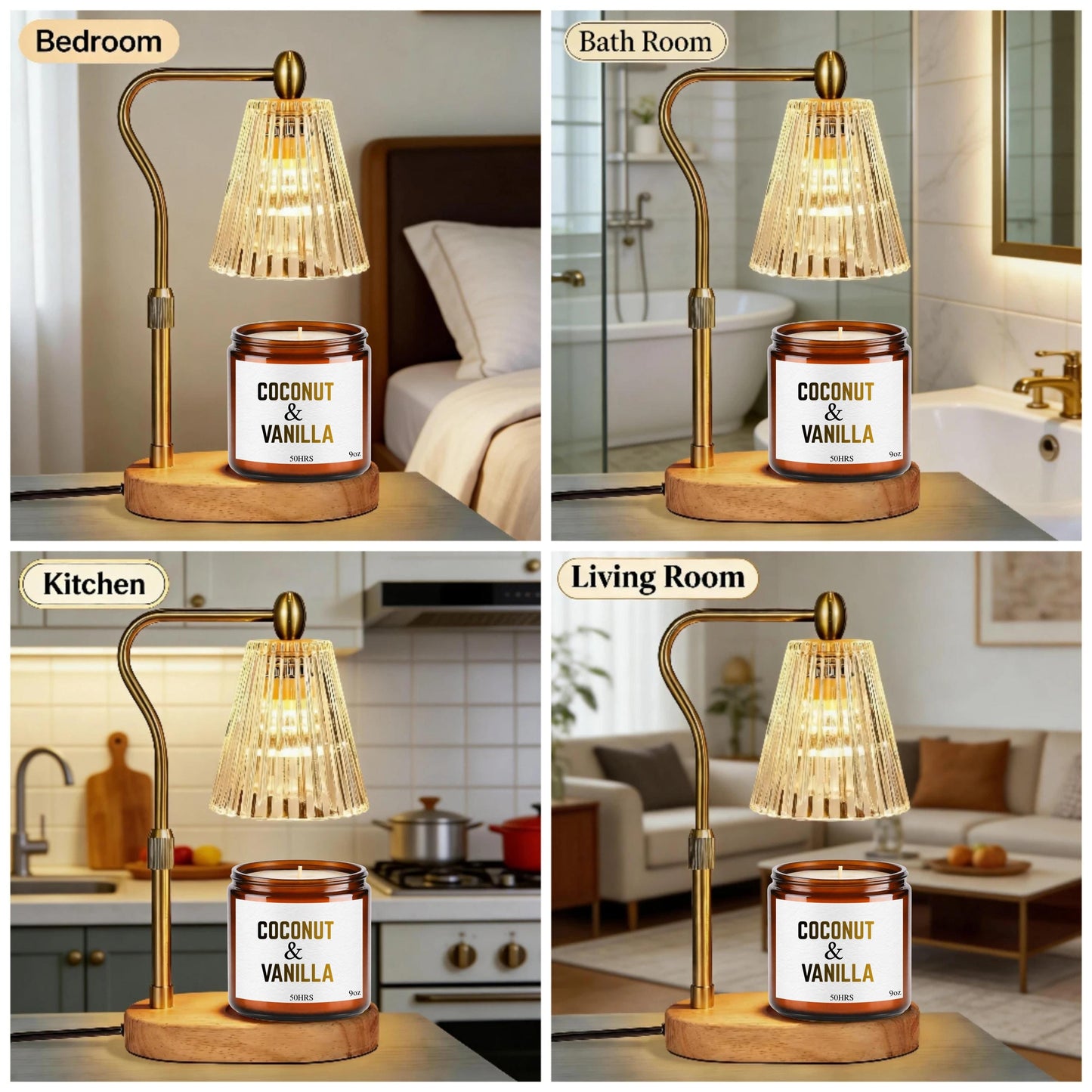 Dimmable Candle Warmer Lamp with Timer, Adjustable Candle Warmer Lamp with Candle & Wick Trimmer set, Custom Name Wedding Gift for Her