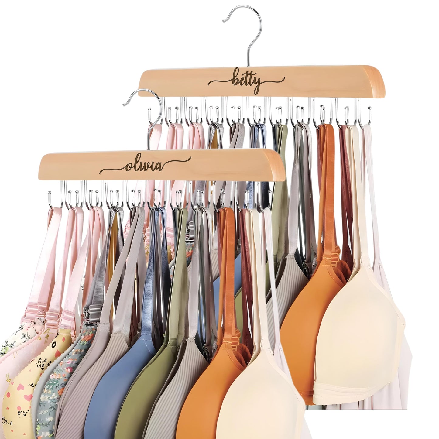 Personalized Wooden Bra Hanger & Closet Organizer, Baseball Hat Hanger wedding gift for groom, Bridesmaids proposal, Custom Groomsmen gift