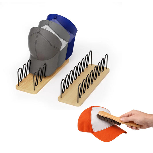 Personalized Hat Organizer Rack for Baseball Caps, Hat Cleaning Brush, Wooden Cap Holder, Cowboy Hat Cleaning Dust & Lint Removal Brush