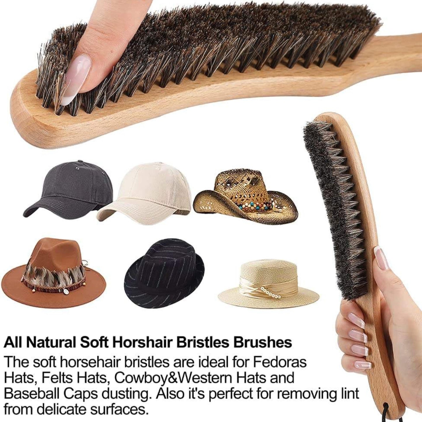Personalized Hat Organizer Rack for Baseball Caps, Hat Cleaning Brush, Wooden Cap Holder, Cowboy Hat Cleaning Dust & Lint Removal Brush
