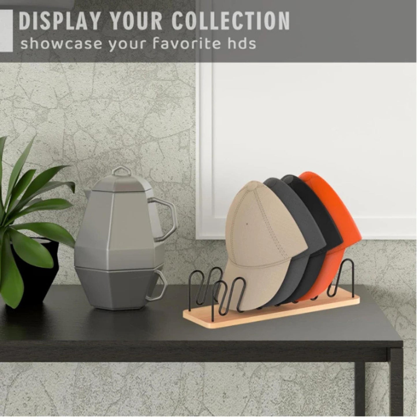 Personalized Hat Organizer Rack for Baseball Caps, Hat Cleaning Brush, Wooden Cap Holder, Cowboy Hat Cleaning Dust & Lint Removal Brush