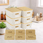 Stackable Bathroom Storage Bins with Engraved Bamboo Lids, 6 Pack Vanity & Under Sink Organizer Set, Bathroom Organizer for Hair and Facials