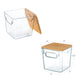 Engraved Coffee Pod Organizer Set 3 Pack, Clear K Cup Storage Bins with Bamboo Lids, Stackable Coffee Bar Containers for Pods, Tea & Sugar
