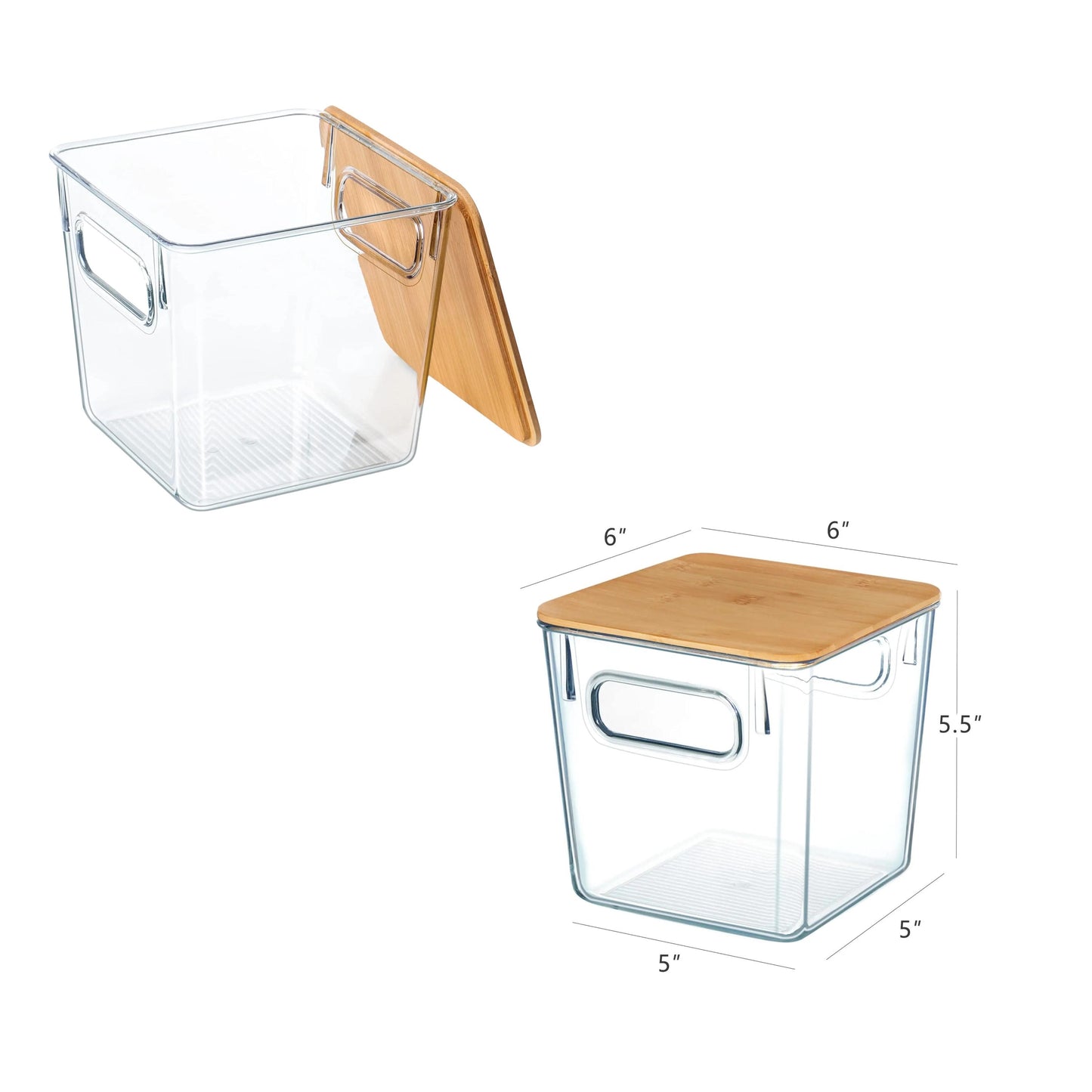 Engraved Coffee Pod Organizer Set 3 Pack, Clear K Cup Storage Bins with Bamboo Lids, Stackable Coffee Bar Containers for Pods, Tea & Sugar