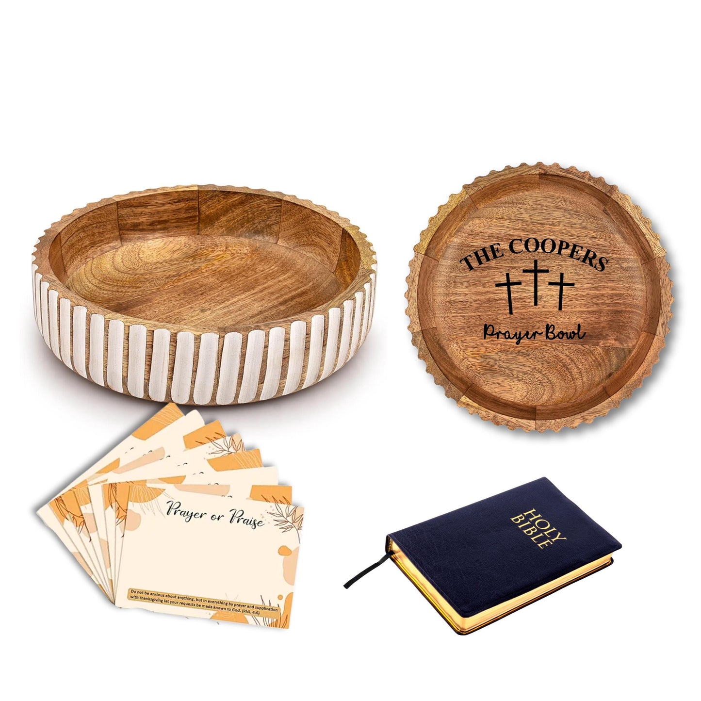 Personalized Prayer Bowl with Cards, Easter Gift, Custom Christian Gift, Family Name Prayer Bowl, Spiritual Gift, Gratitude Prayer Bowl