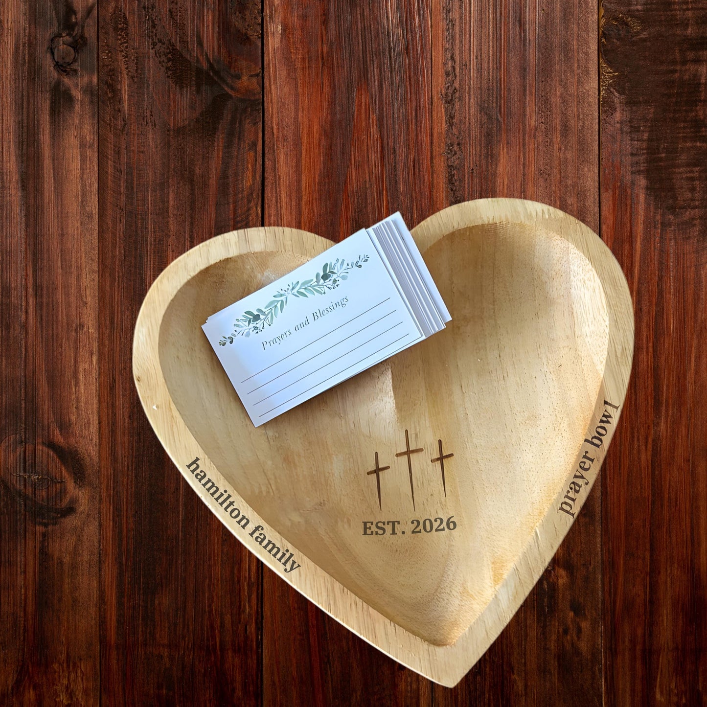 Personalized Heart Prayer Bowl with Cards, Christian Family Prayer Bowl, Easter Religious Gift, Faith Home Decor, Gratitude Prayer Bowl