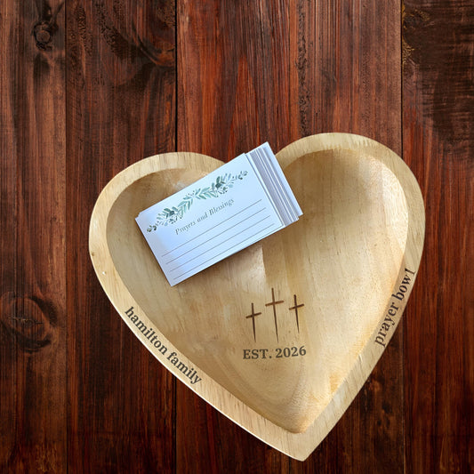 Personalized Heart Prayer Bowl with Cards, Christian Family Prayer Bowl, Easter Religious Gift, Faith Home Decor, Gratitude Prayer Bowl
