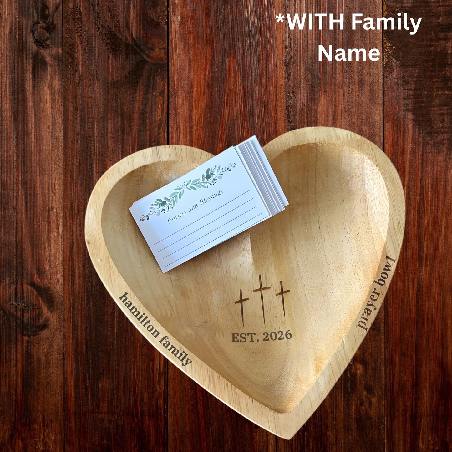 Personalized Heart Prayer Bowl with Cards, Christian Family Prayer Bowl, Easter Religious Gift, Faith Home Decor, Gratitude Prayer Bowl