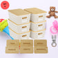 Stackable Pantry Storage Bins with Engraved Bamboo Lids, 6 Pack Kitchen Organizer Set for Coffee Tea Pasta Grains & Snacks, Pantry Organizer