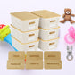 Stackable Kids Toys Storage Bins with Engraved Bamboo Lids, 6 Pack Nursery & Playroom Organizer for Children Toys Diapers Books Puzzle Craft
