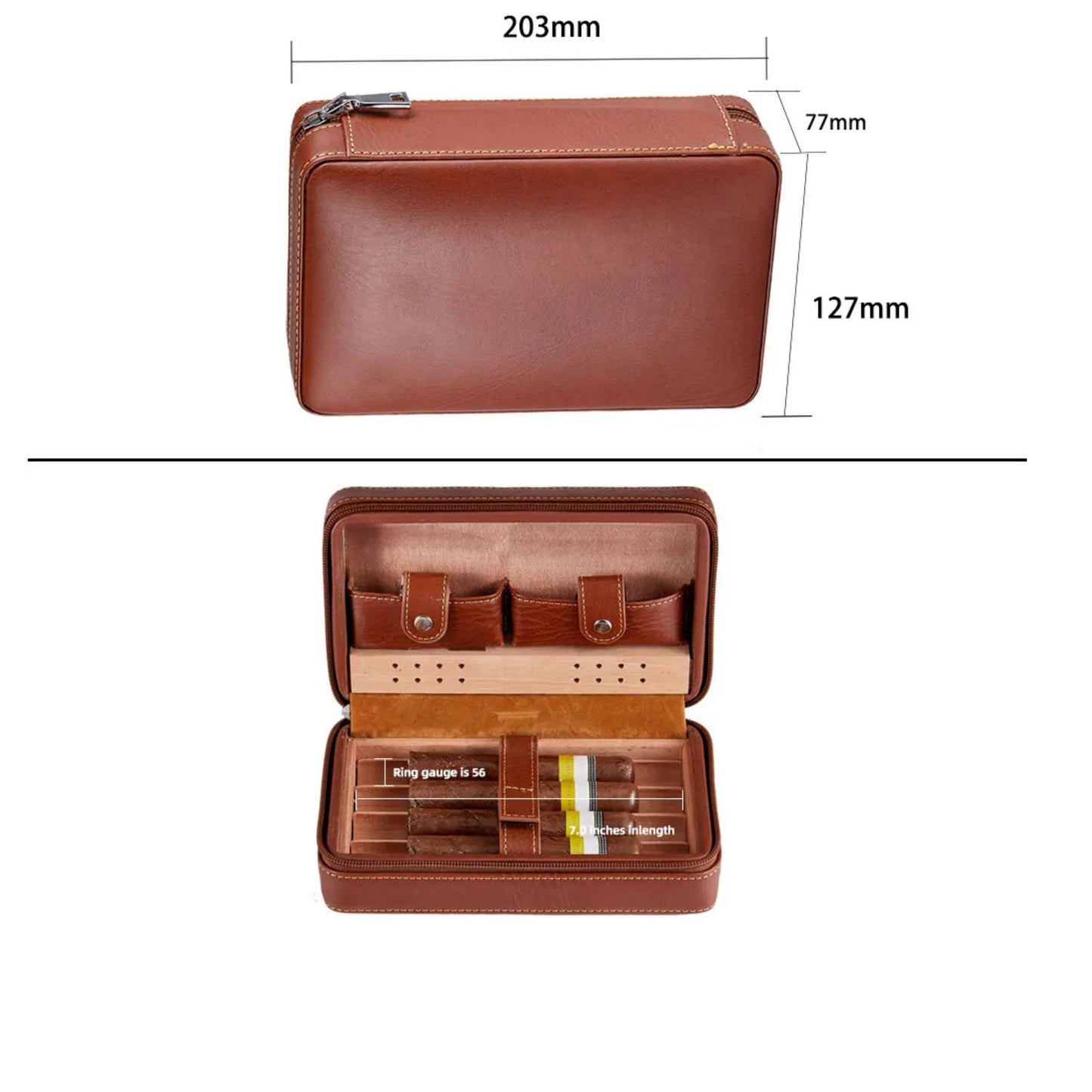 Personalized Leather Cigar Travel Case, Groomsmen Fathers Day Husband Gift, Custom Gift for Cigar Lover, Cigar Holder with Cutter for Men