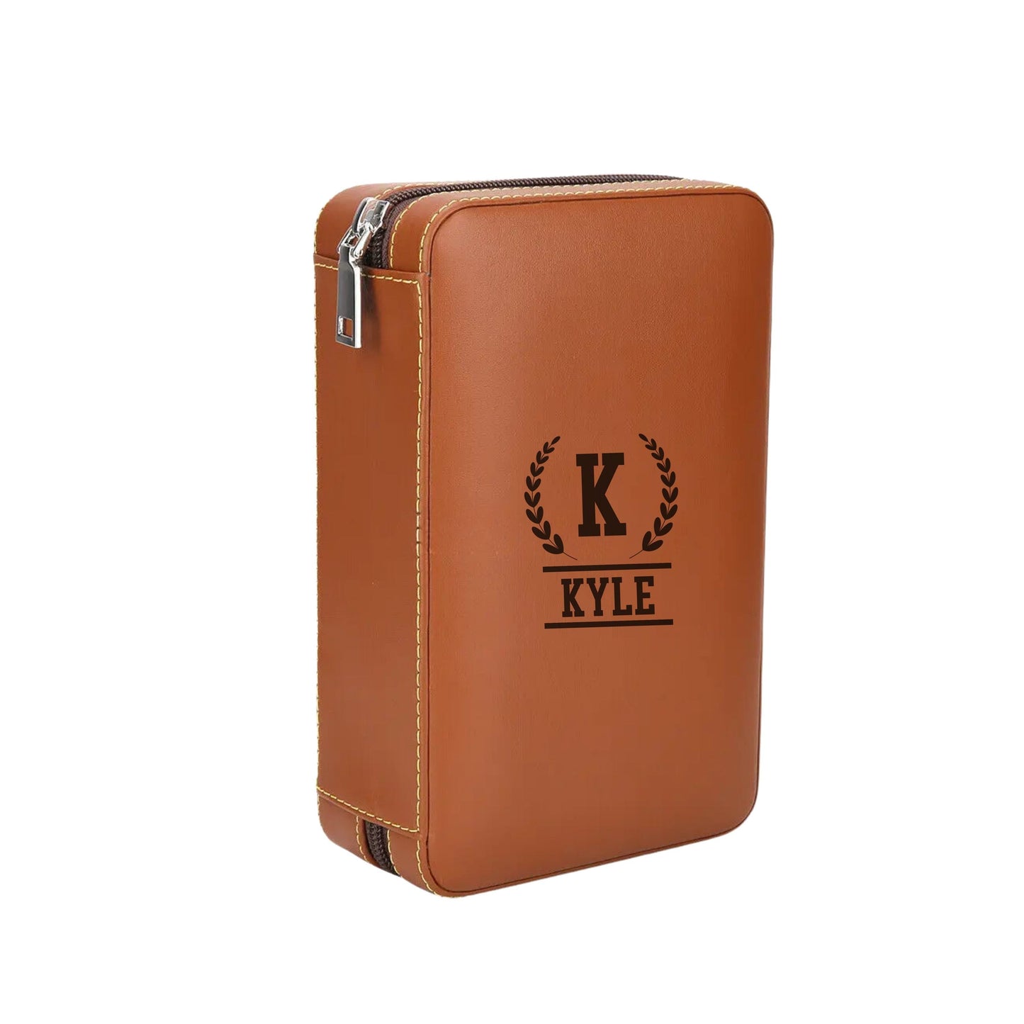 Personalized Leather Cigar Travel Case, Groomsmen Fathers Day Husband Gift, Custom Gift for Cigar Lover, Cigar Holder with Cutter for Men
