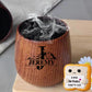 Custom Name Initial Wooden Bourbon Drinking Glass, Personalized Birthday Gifts for Men, Crochet Birthday Message, Wood Whiskey Glass