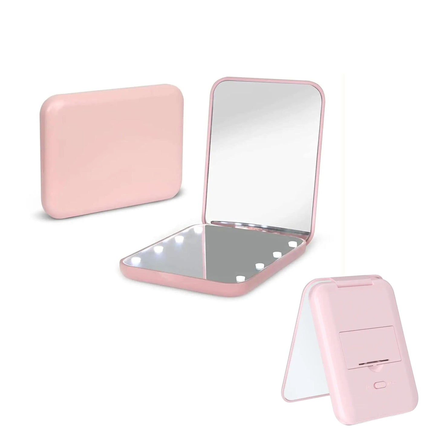 Custom Hair Brush & LED Pocket Mirror Set, Custom Bridesmaid Gift, Bridal Party Gift, 1X/3X Magnification Compact Travel Mirror with Light