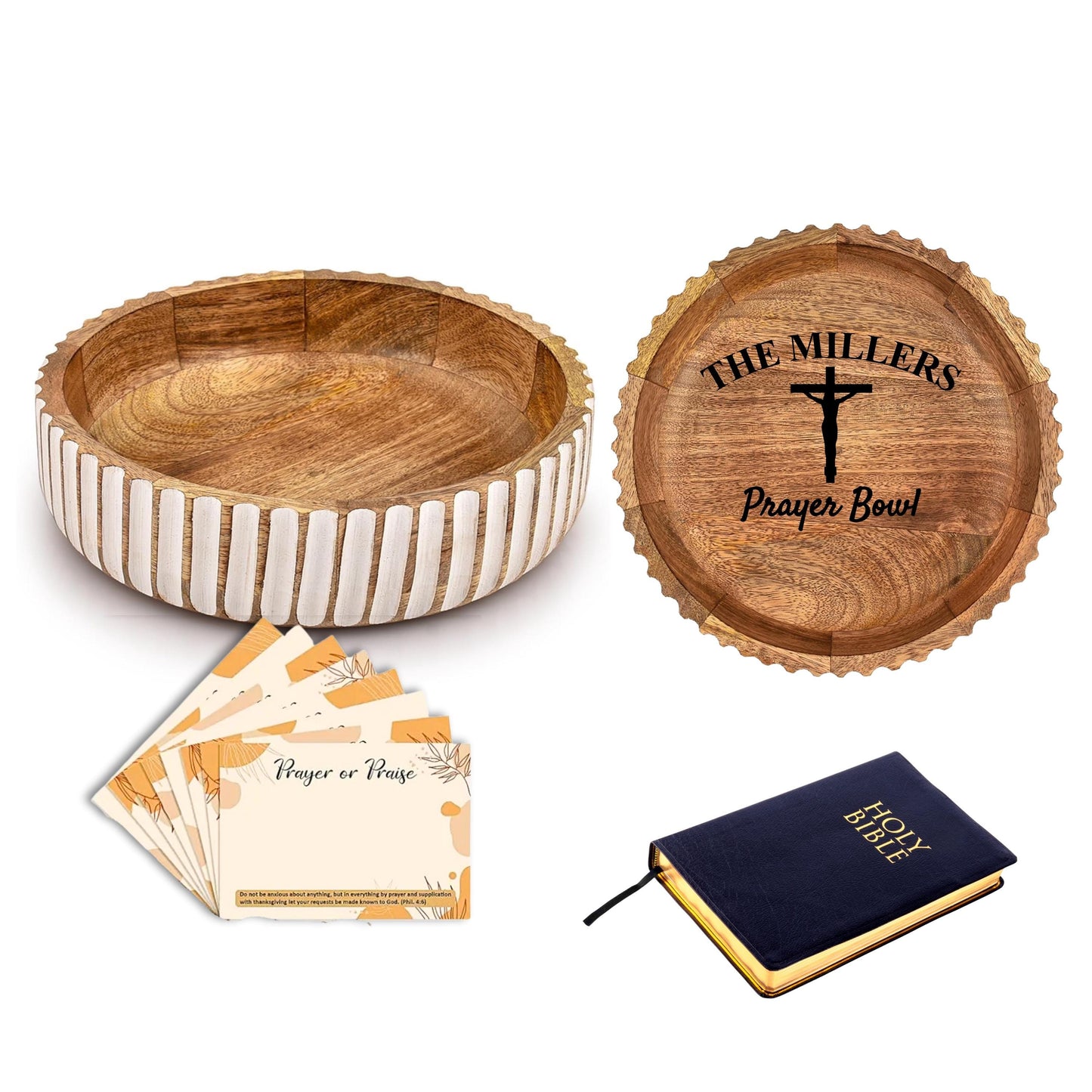 Personalized Prayer Bowl with Cards, Easter Gift, Custom Christian Gift, Family Name Prayer Bowl, Spiritual Gift, Gratitude Prayer Bowl