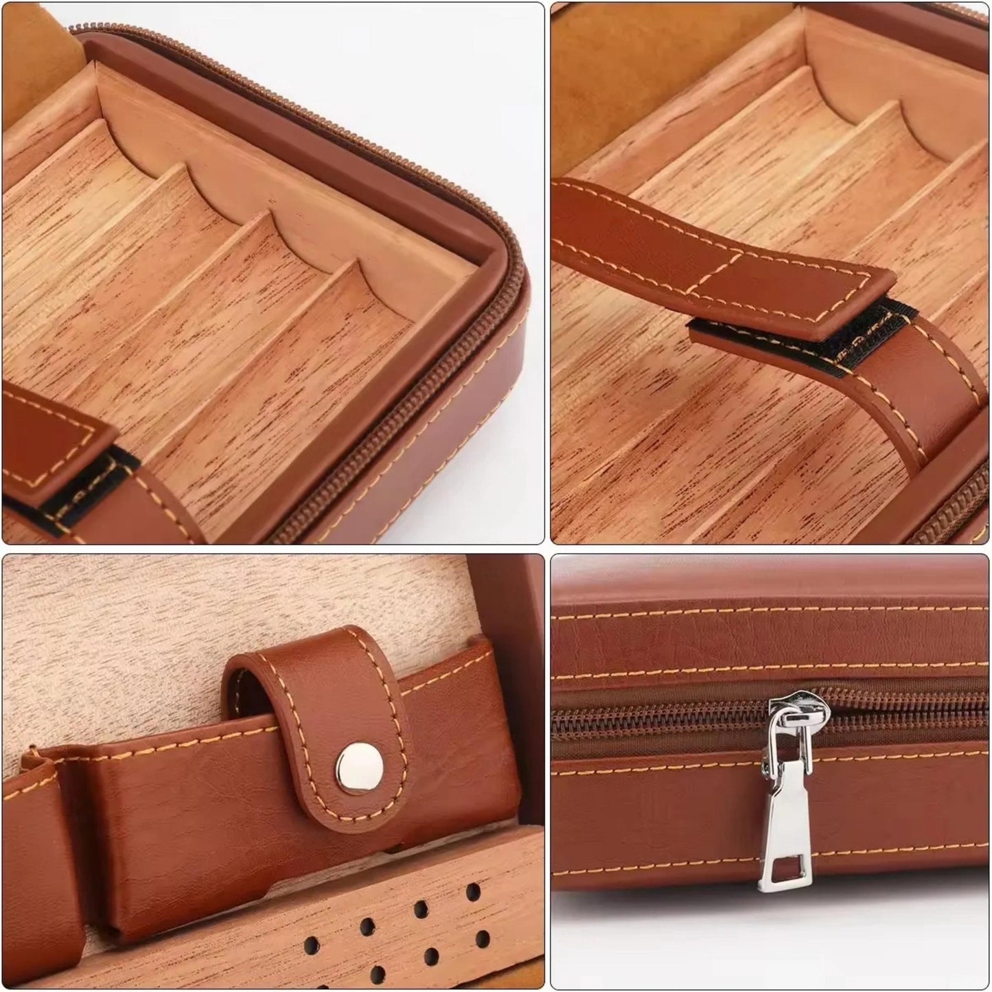 Personalized Leather Cigar Travel Case, Groomsmen Fathers Day Husband Gift, Custom Gift for Cigar Lover, Cigar Holder with Cutter for Men