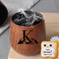 Personalized Name Initial Wooden Bourbon Drinking Glass, Custom Birthday Gifts for Men, Crochet Birthday Message, Wood Whiskey Glass