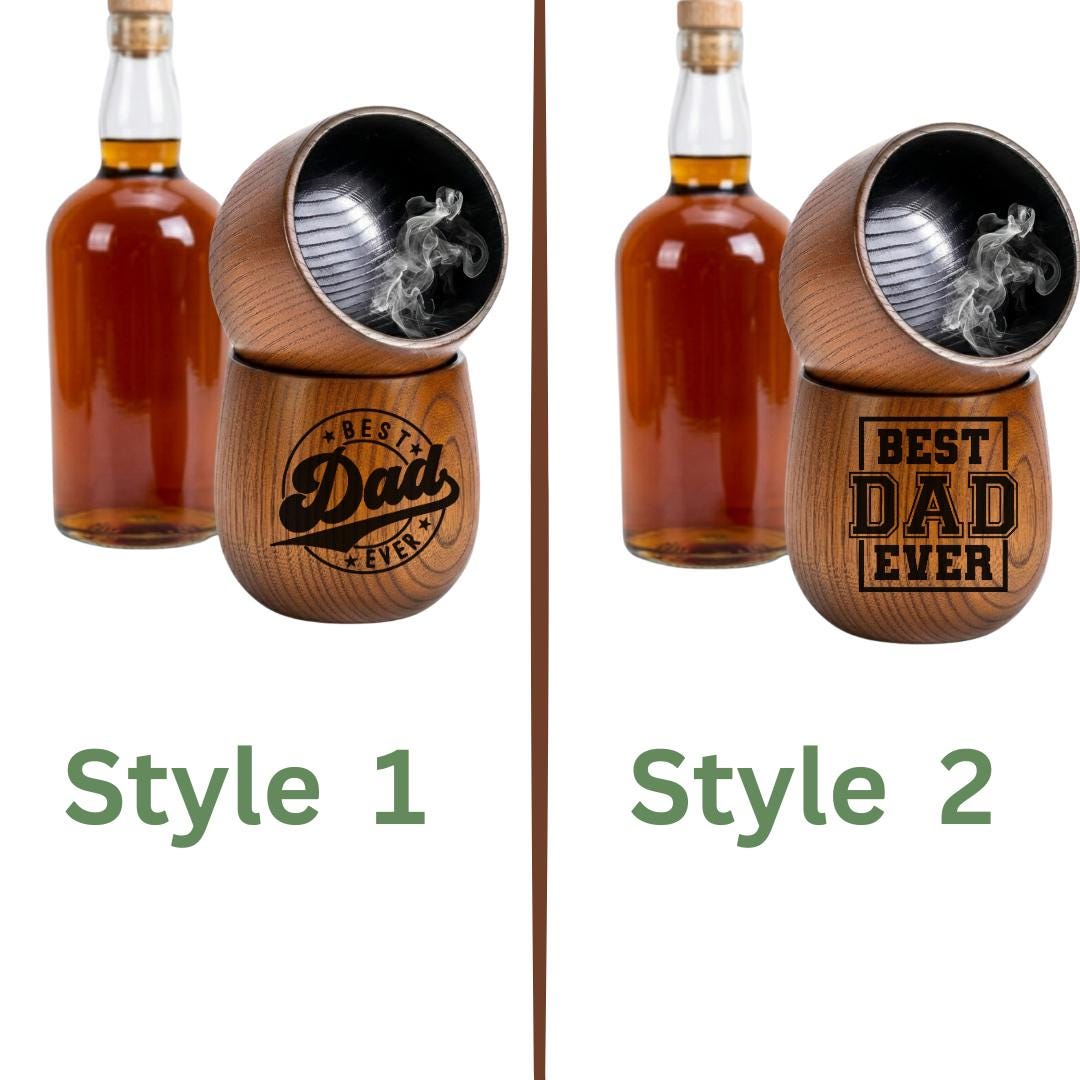 Best Dad Ever Wooden Whiskey Glass, Charred Wooden Bourbon Cup for Dad, Fathers Day Gift, Wooden Whiskey Cup for Men, Dad Gift Birthday