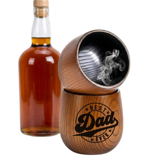 Best Dad Ever Wooden Whiskey Glass, Charred Wooden Bourbon Cup for Dad, Fathers Day Gift, Wooden Whiskey Cup for Men, Dad Gift Birthday