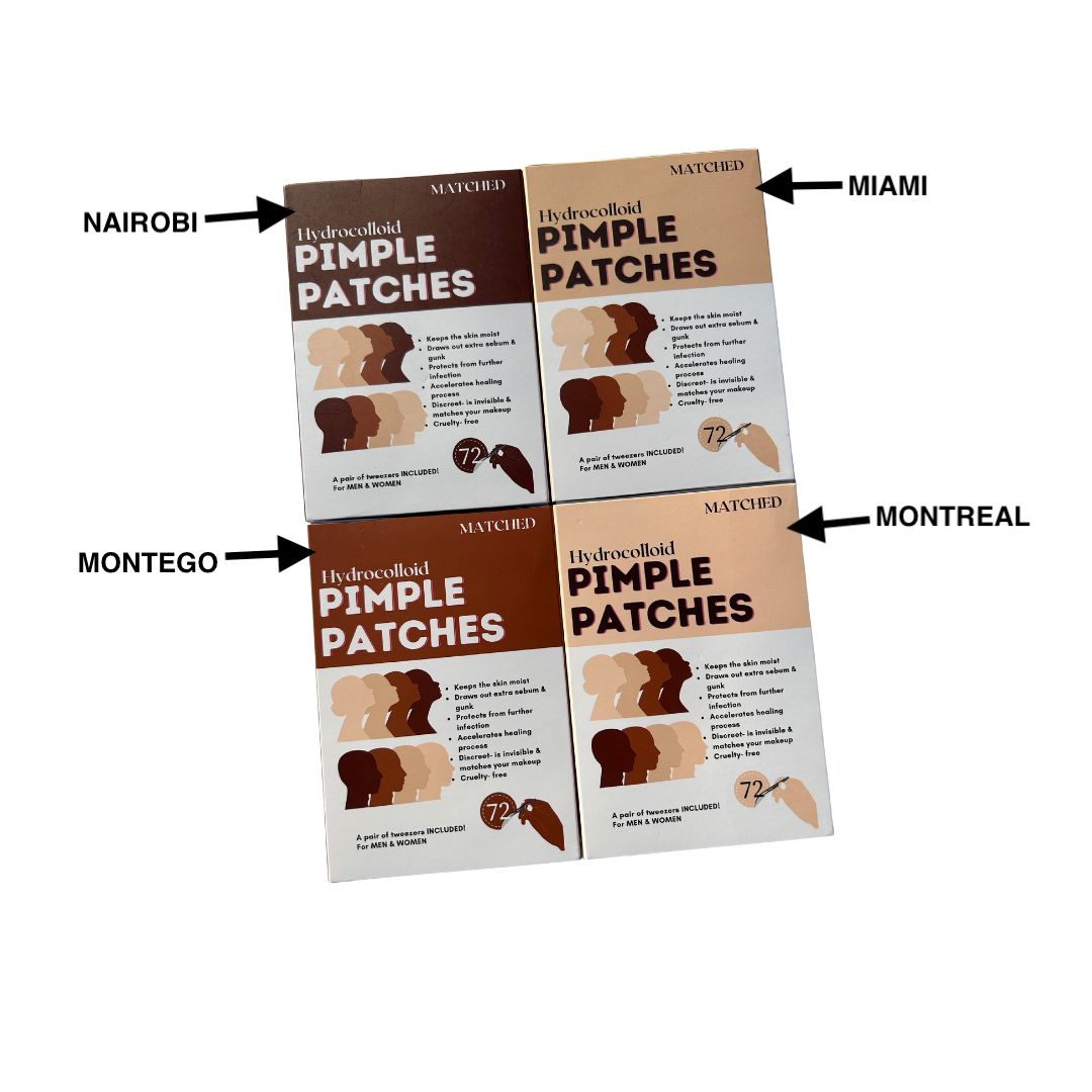 MATCHED Hydrocolloid Pimple Patches- Invisible Acne Patches for Face, 3 Sizes, 72-Count (MTL)